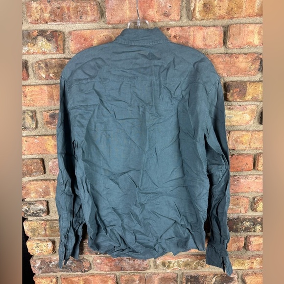 Club Monaco 100% Linen Shirt. Long sleeves. Slate blue color. - Picture 3 of 3